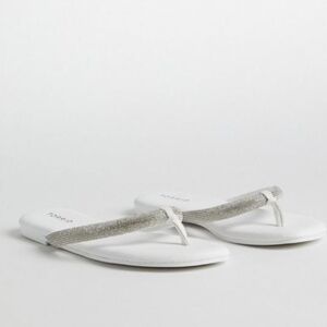 Tubular Embellished Flip Flop (White)